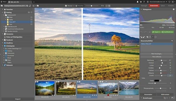 k_Modul Entwickeln - Grauverlaufsfilter Zoner Photo Studio X erleichtert die Bildverwaltung und -verarbeitung