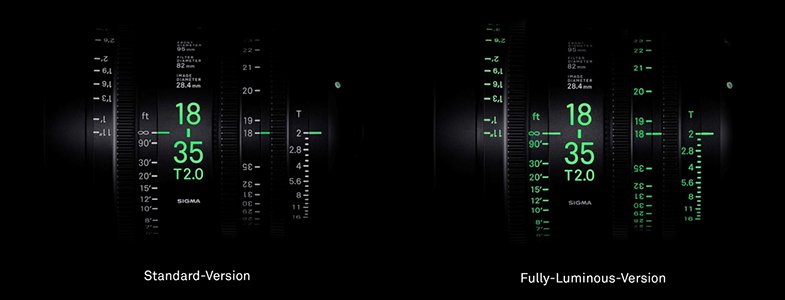 SIGMAStandardFully SIGMA CINE-Objektive jetzt mit fluoreszierender Beschriftung