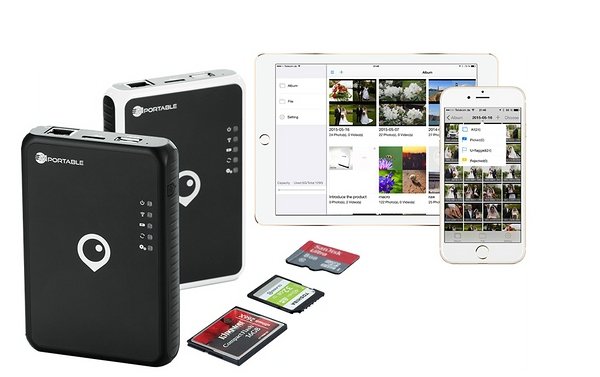 k_Freisteller MP doppel hochkant mit Speicherkarten und App MPortable II: mobile Backup-Lösung für Fotografen