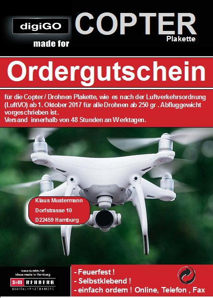 digiGo: Die feuerbeständige Copter-Plakette von S+M Rehberg