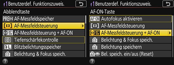 Nikon D850: Autofokusmessfelder und Messfeldsteuerungen