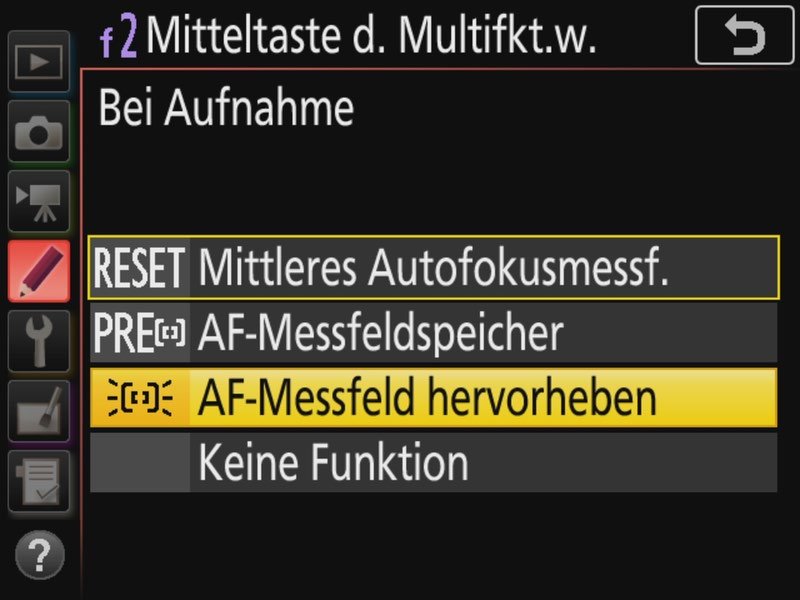 Nikon D850: Autofokusmessfelder und Messfeldsteuerungen