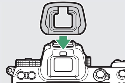 Nikon erklärt: Reinigung des Augensensors der Z6 oder Z7. Grafik: Augenmuschel anbringen