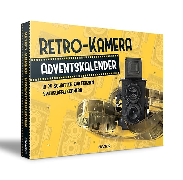 Drei Adventskalender für Fotografen. Produktbild Retro-Kamera-Adventskalender