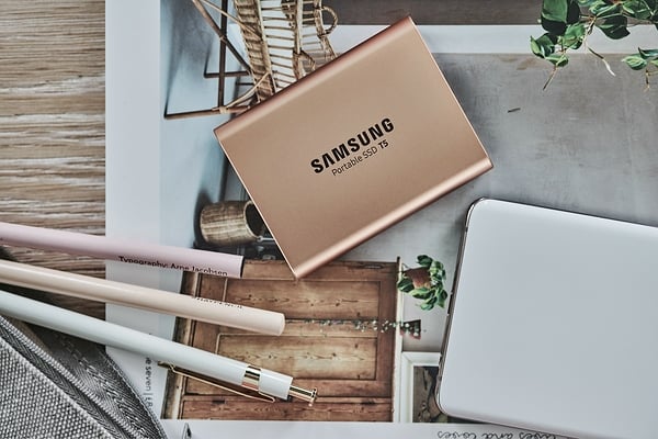 Mobile Speicherlösung SSD T5 von Samsung. Produktbild
