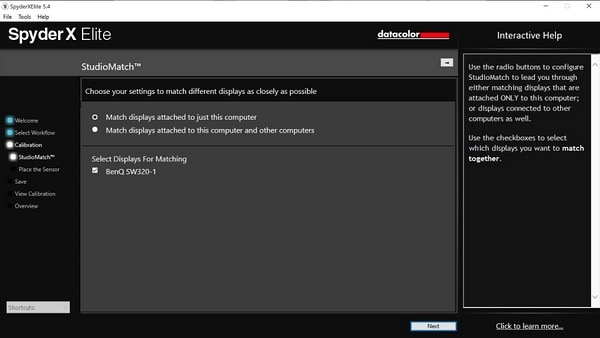 Datacolor erklärt: SpyderX StudioMatch zum Abgleich mehrerer Monitore. Screenshot