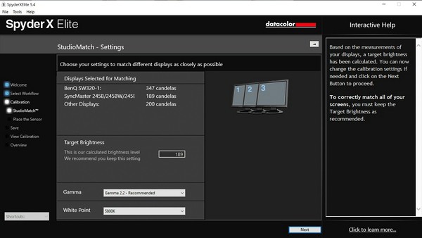 Datacolor erklärt: SpyderX StudioMatch zum Abgleich mehrerer Monitore. Screenshot