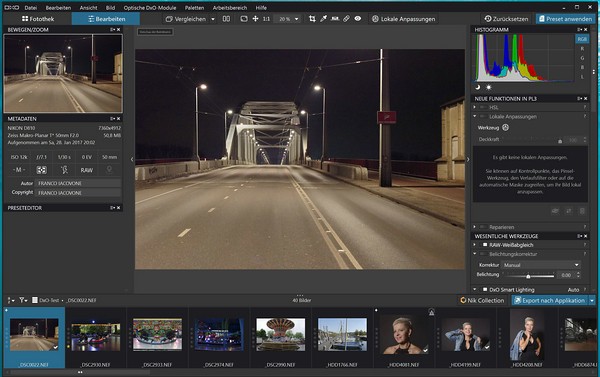 Testbericht DxO PhotoLab 3: Screenshot Bearbeitungsmodus