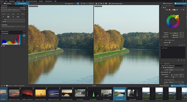 Testbericht DxO PhotoLab 3: Screenshot Anwendung des Farbrads
