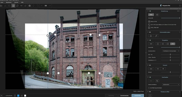 Screenshot Anwendung Perspective Efex der Nik Collection 3 by DxO
