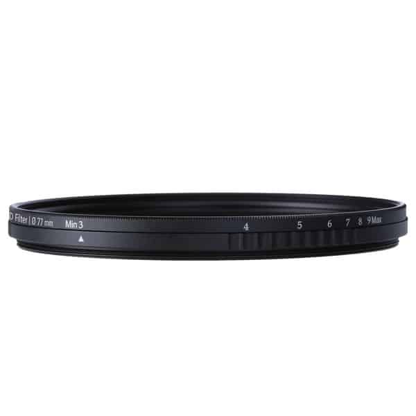 Rollei variabler ND-Filter seitlich mit Anzeige der Blendenstufen zwischen 3 und 9