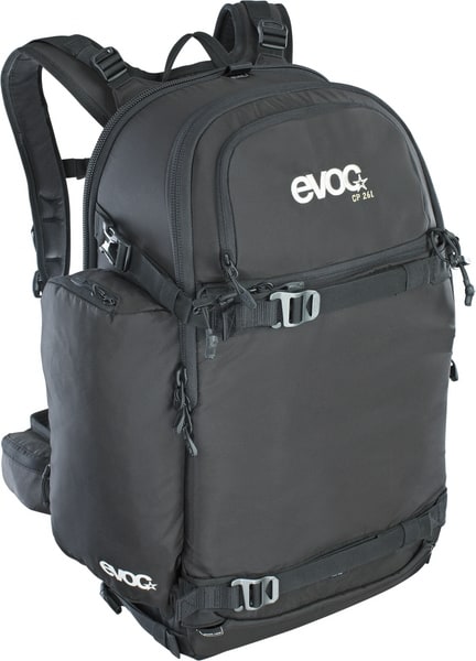 Fotorucksack EVOC CP 26l schwarz. Geschlossen, Ansicht seitlich von vorne