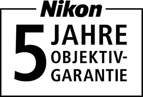 Grafik, Schriftzug Nikon 5 Jahre Objektiv-Garantie