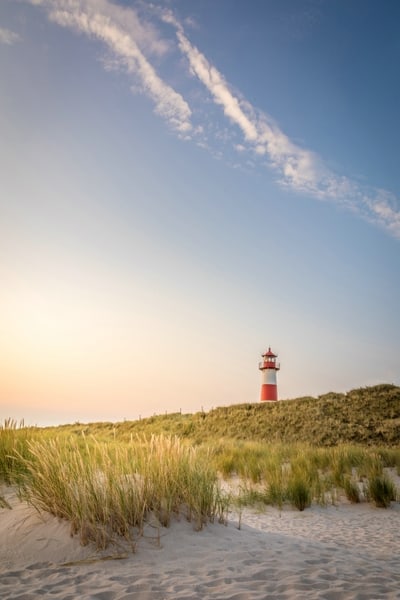 Sonnenaufgang am Leuchtturm List-Ost auf Sylt , Sylt, Schleswig-Holstein, Deutschland