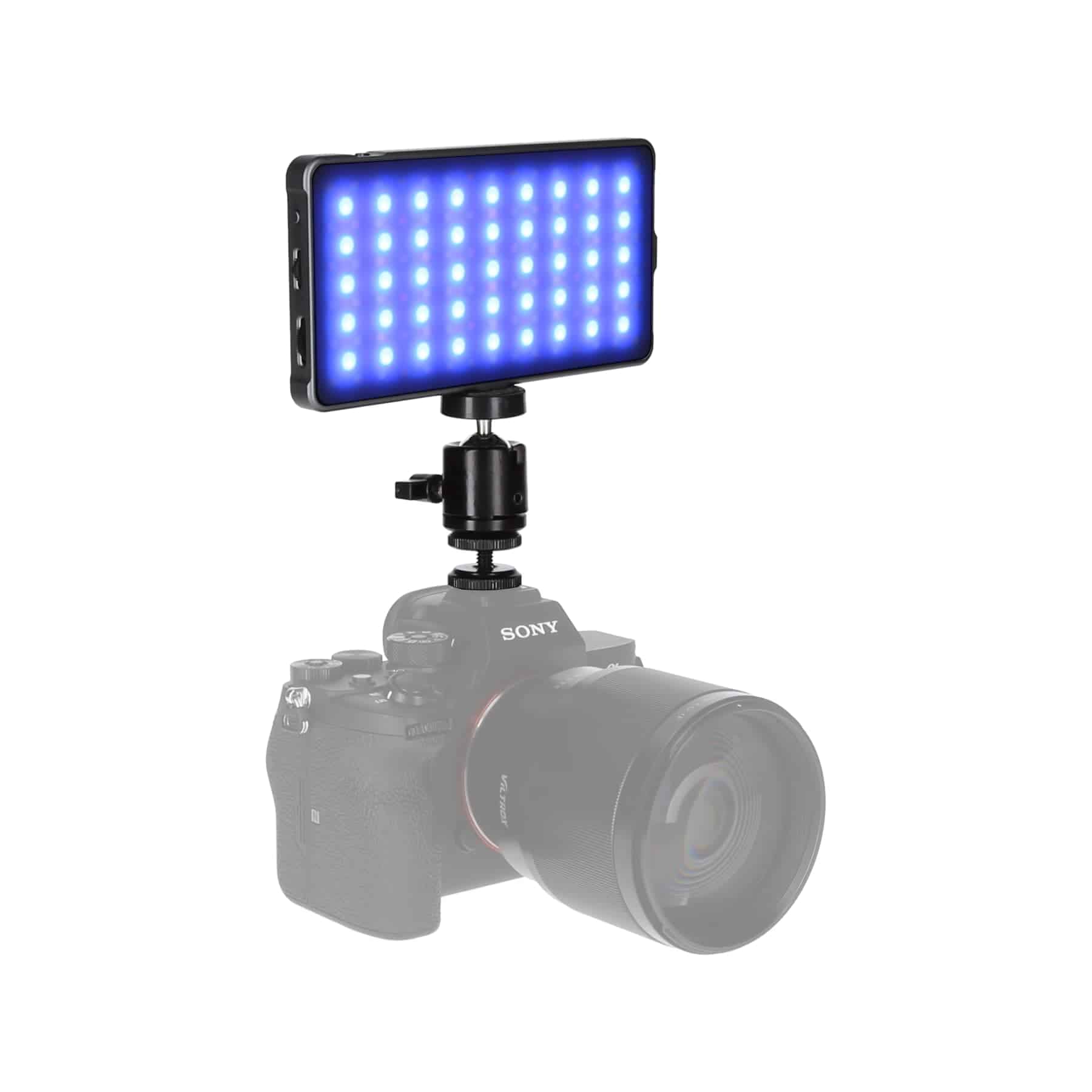 Rollei Lumis Slim LED blau auf Kamera