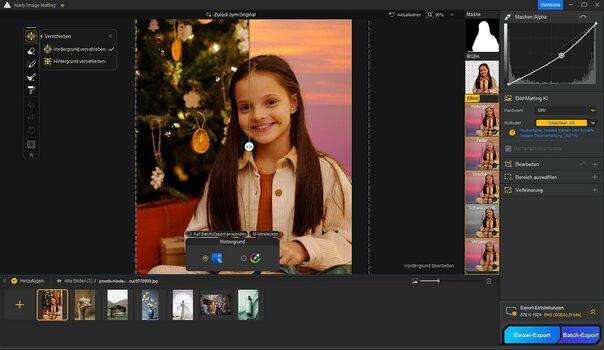 Freigestellte Person wird in Aiarty Image Matting in einen neuen Hintergrund integriert und weiterbearbeitet. Freigestellte Person wird in Aiarty Image Matting in einen neuen Hintergrund integriert und weiterbearbeitet.