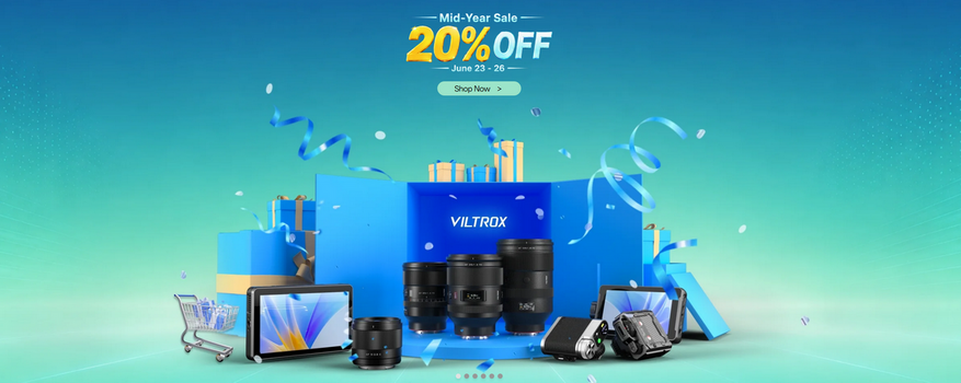 Viltrox Mid-Year Sale 2026 mit 20 Prozent Rabatt auf Objektive, Monitore, Blitzgeräte und Creator-Zubehör. Viltrox Mid-Year Sale 2026 mit 20 Prozent Rabatt auf Objektive, Monitore, Blitzgeräte und Creator-Zubehör.