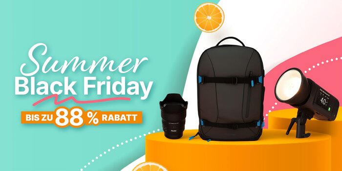 Banner zur Rollei Summer Black Friday 2026 Aktion mit Angeboten für Fotozubehör.