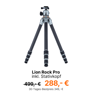 Rollei Lion Rock Pro Carbonstativ für Reise-, Landschafts- und Naturfotografie.