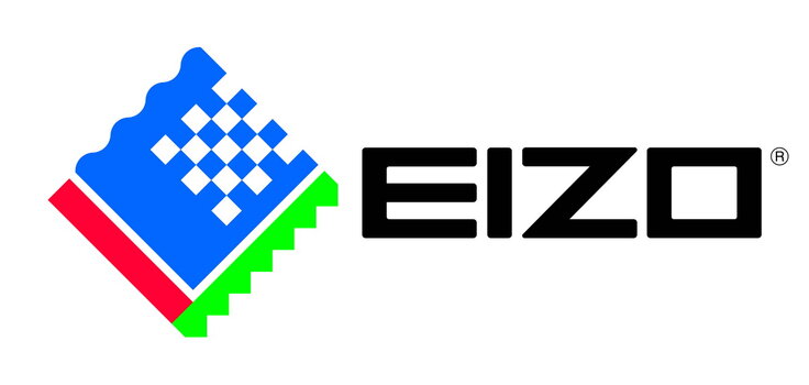 Logo des japanischen Monitorherstellers EIZO auf weißem Hintergrund.