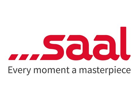 Logo des Fotodienstleisters Saal Digital mit dem Slogan „Every moment a masterpiece“.