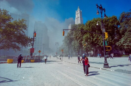 World Trade Center am 11. September 2001 in New York, fotografiert von Helmut Fricke