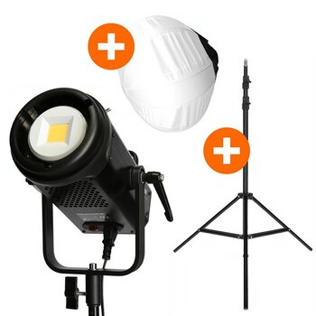 Im Bundle: LED-Dauerlicht Lumen Studio 150, Balloon Softbox und Stativ von Rollei