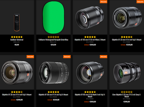 Screenshot Angebote anlässlich 10 Jahre Rollei-Onlineshop, Aktion vom 01.-05.10.2021