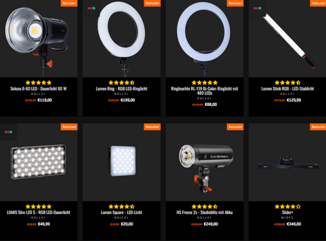 Screenshot Angebote anlässlich 10 Jahre Rollei-Onlineshop, Aktion vom 01.-05.10.2021