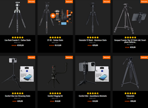 Screenshot Angebote anlässlich 10 Jahre Rollei-Onlineshop, Aktion vom 01.-05.10.2021