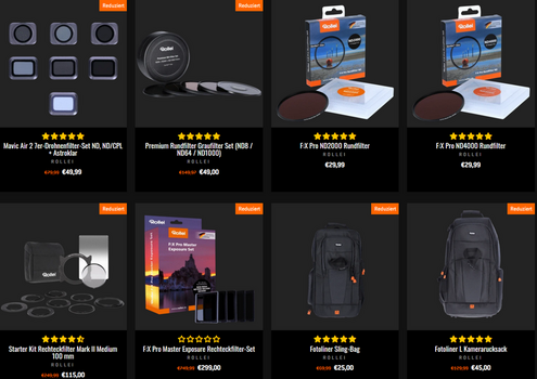 Screenshot Angebote anlässlich 10 Jahre Rollei-Onlineshop, Aktion vom 01.-05.10.2021