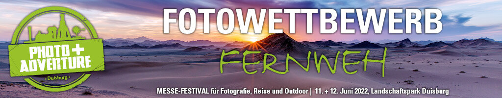 Banner der Photo+Adventure zum Fotowettbewerb Fernweh