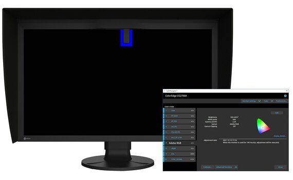 Produktbild EIZO Monitor ColorEdge CG2700S mit integriertem Kalibrierungssensor und Software