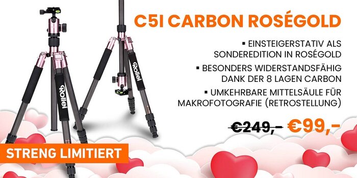 Grafik Preisangebot zum Valentinstag: Stativ C5i Carbon in Roségold