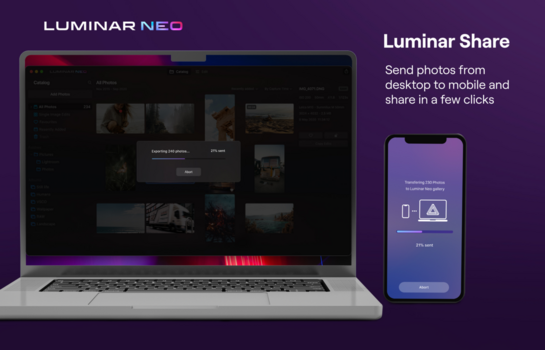 Luminar Share: Handy neben Laptop