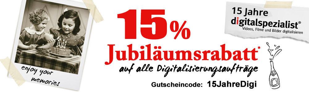 Grafik: 15% Jubiläumsrabatt bei digitalspezialist Grafik: 15% Jubiläumsrabatt bei digitalspezialist