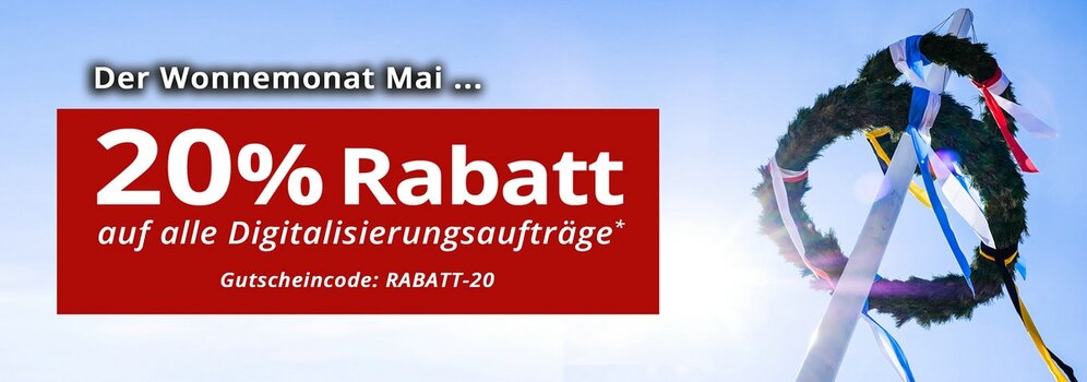 Grafik: 20% Rabatt auf Digitalisierungsaufträge bis zum 07.06.2022