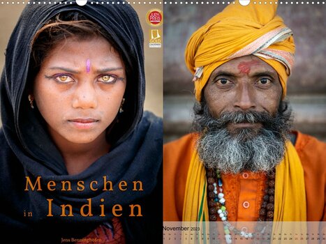 Collage aus 2 Bildern des Kalenders Menschen in Indien von Jens Benninghofen