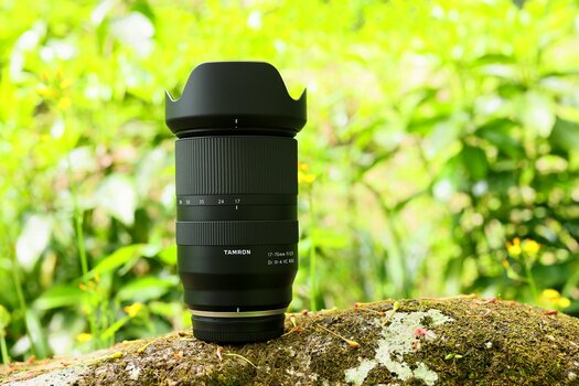 TAMRON 17-70mm F/2.8 für FUJIFILM X-Mount auf Waldboden vor Grünpflanzen TAMRON 17-70mm F/2.8 für FUJIFILM X-Mount auf Waldboden vor Grünpflanzen