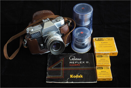 Reserviert ! Biete eine Kodak Retina III aus dem Jahr 1961 mit Zubehör+Objektiven