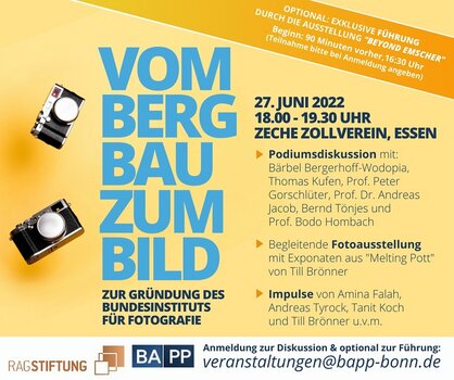 Grafik: Programm der Podiumsdiskussion Vom Bergbau zum Bild