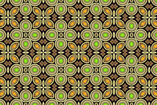 Geometrisches Muster in gelb, braun, grün und schwarz