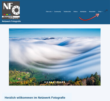 Screenshot Startseite Netzwerk Fotografie
