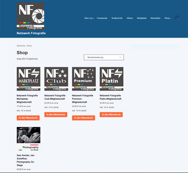 Screenshot Shopseite Netzwerk Fotografie