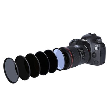 Rundfilter hintereinander aufgereiht vor Canon EOS 5D