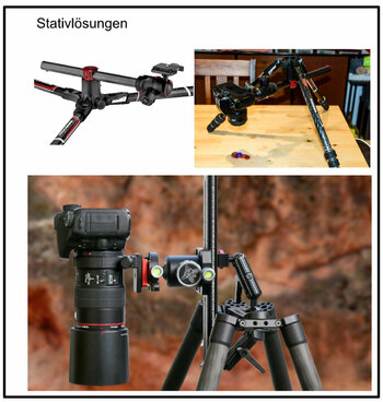 Drei Bilder verschiedener Stativlösungen Drei Bilder verschiedener Stativlösungen