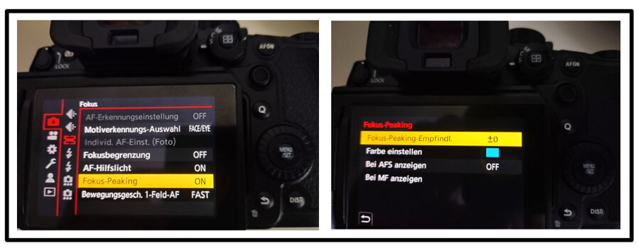 Menüdisplay der Lumix GH6 zum Einstellen des kamerainternen Fokus-Stacking