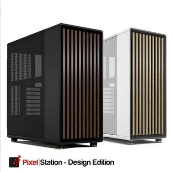 Zwei PixelStation in der Design Edition. Links schwarz, rechts weiß.