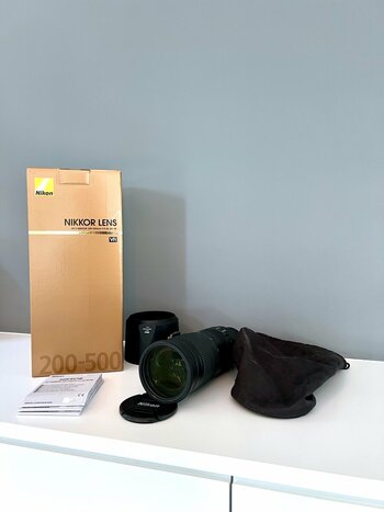 Nikon AF-S Nikkor 200–500 mm 1:5,6 E ED VR Objektv, OVP