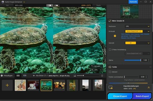 Demonstration der 4K-Skalierung: Ein niedrig aufgelöstes Bild wird ohne Qualitätsverlust vergrößert. Demonstration der 4K-Skalierung: Ein niedrig aufgelöstes Bild wird ohne Qualitätsverlust vergrößert.
